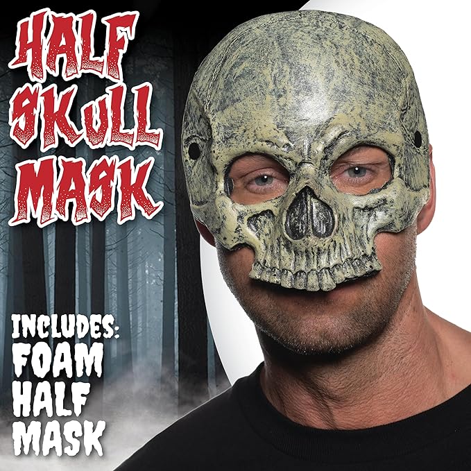 Adult Foam Half Skull Costume Mask