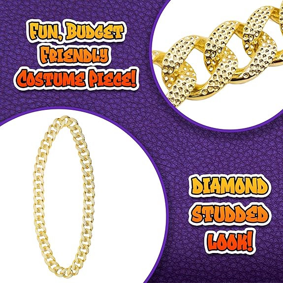 Adult Chain Pimp Cuban Link Gold Hip Hop Costume Necklace