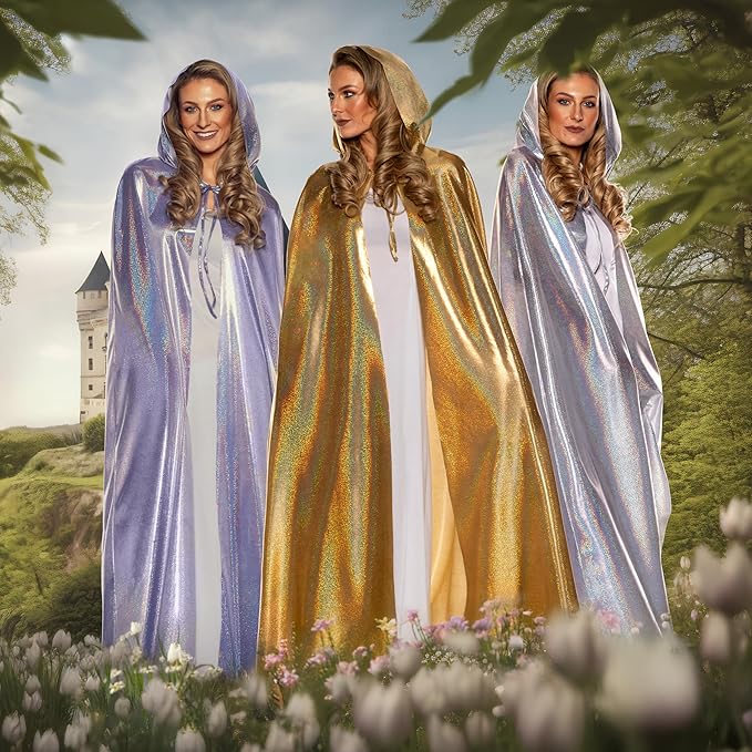 Gold Metallic Full Length Hooded Cape Wizard Gold Robe With Hood Costume