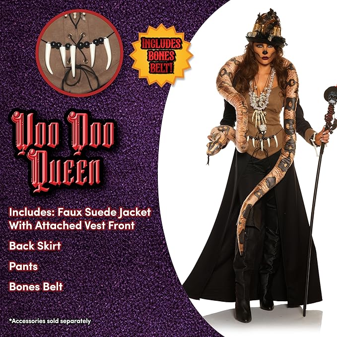 Voodoo Queen Priestess Witch Doctor Skull Priest Women's Costume
