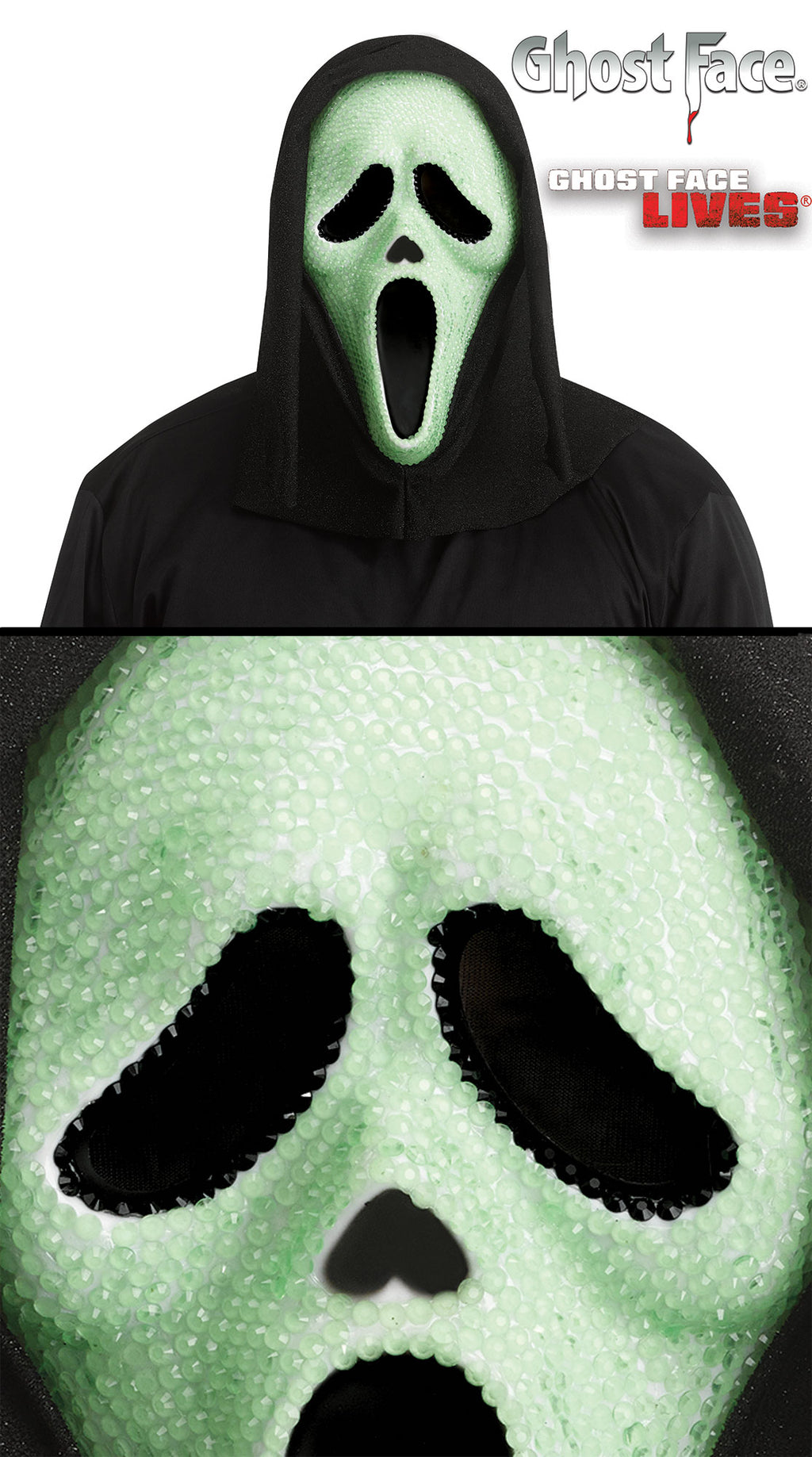 Fun World Scream Ghost Face Glow in the Dark Bling Mask