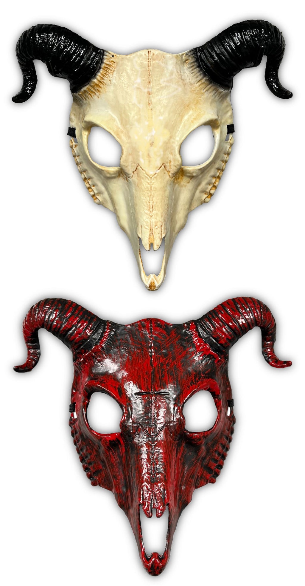 Big Horn Ram Goat Skull Devil Mask Red or Natural