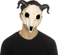 Big Horn Ram Goat Skull Devil Mask Red or Natural
