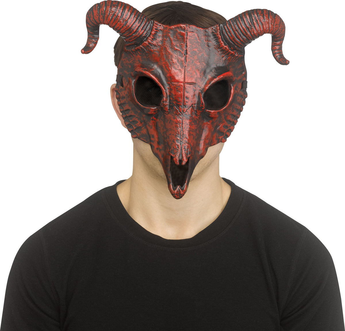 Big Horn Ram Goat Skull Devil Mask Red or Natural