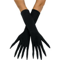 Black Pointy Finger Gloves for Slenderman Horror Costume, witch finger gloves
