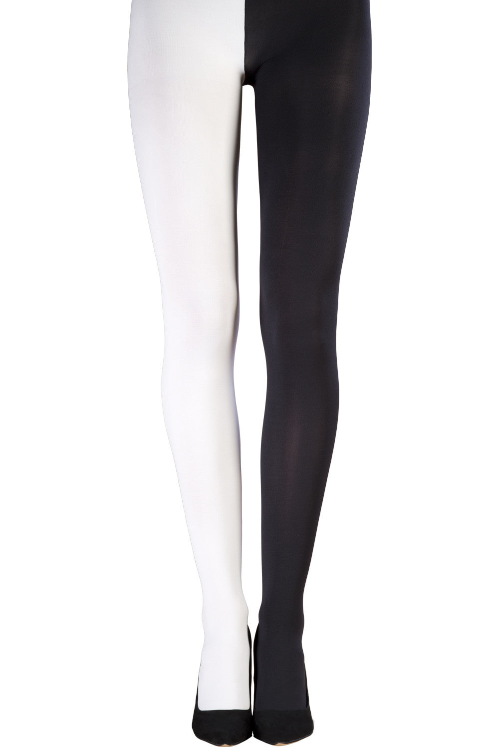 Two-Tone Black and White Seamless Adult Tights. Adult costume tights