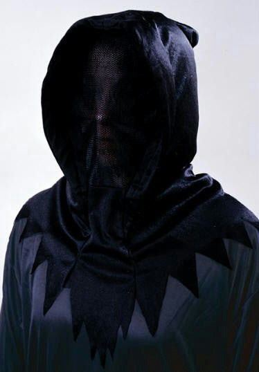 Deluxe Hidden Invisible Face Ghoul Ghost Shadow Man Black Hood Mask adult