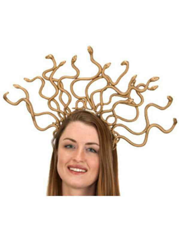 Gold Medusa Snake Headpiece Headband Accessory on second model