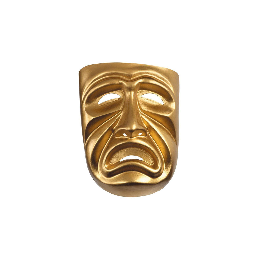 Gold plastic Painted Tragedy Adult Mask Frown Sad Face