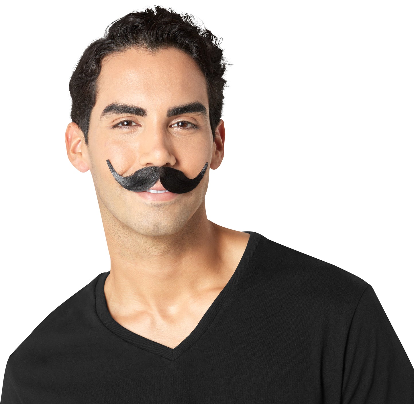 Handlebar Moustache black on model