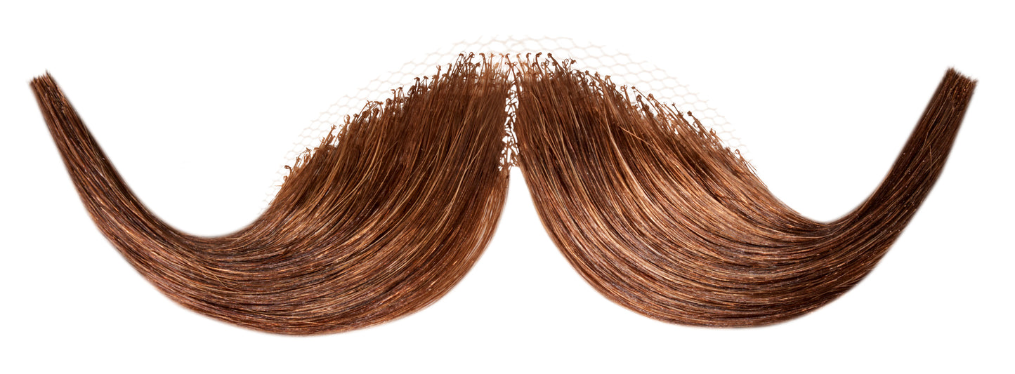Handlebar Moustache brown close up