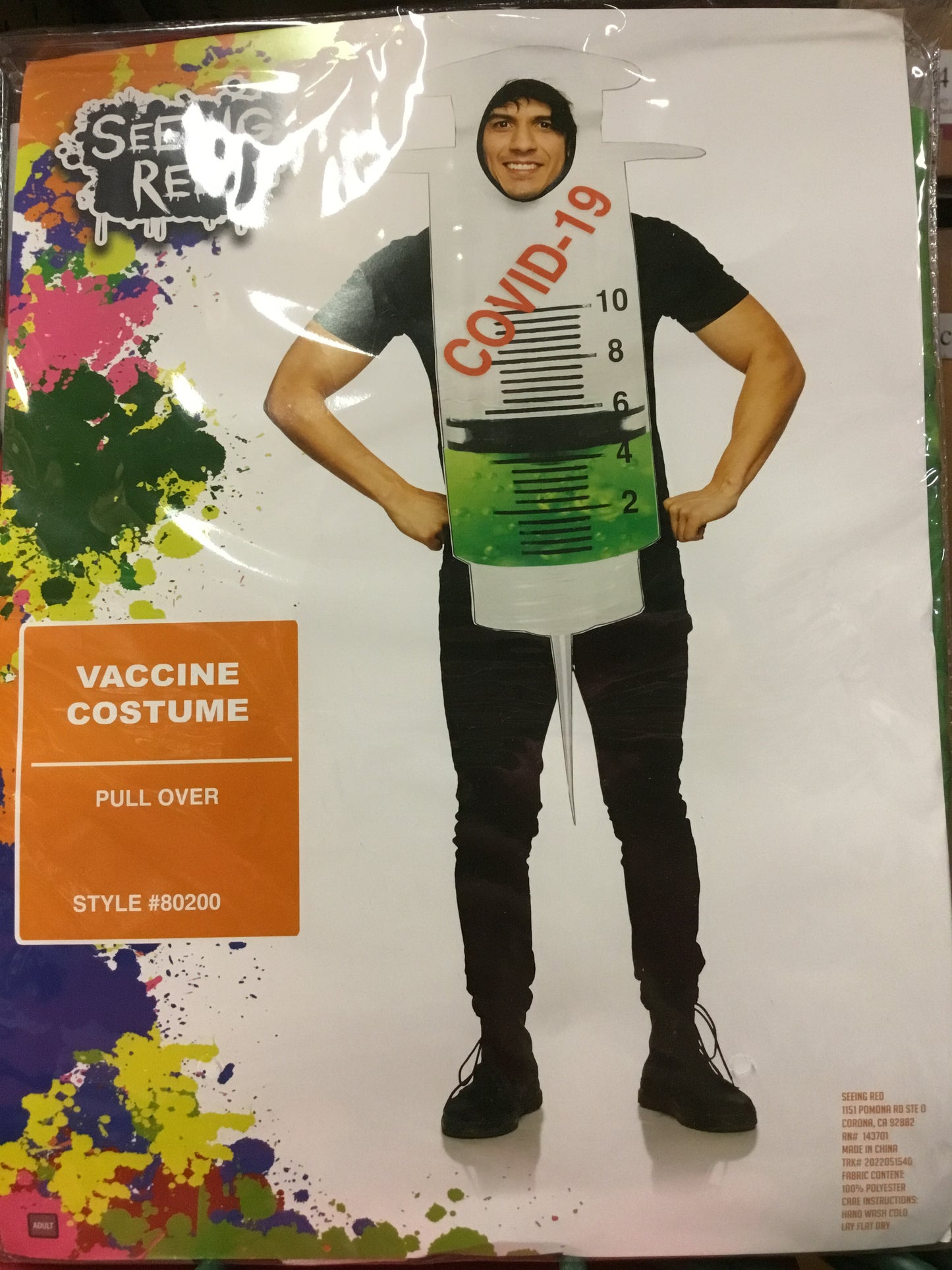 Syringe Vaccine Pullover Adult Covid Costume