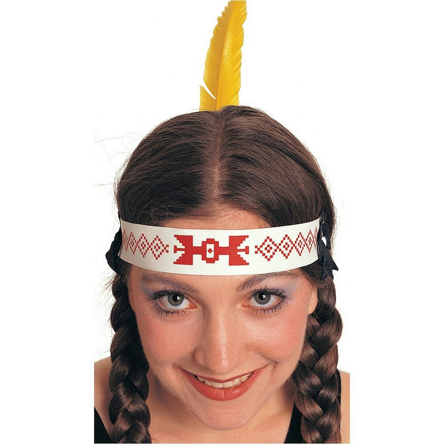 Native American Indian Headband with Yellow Feather front view