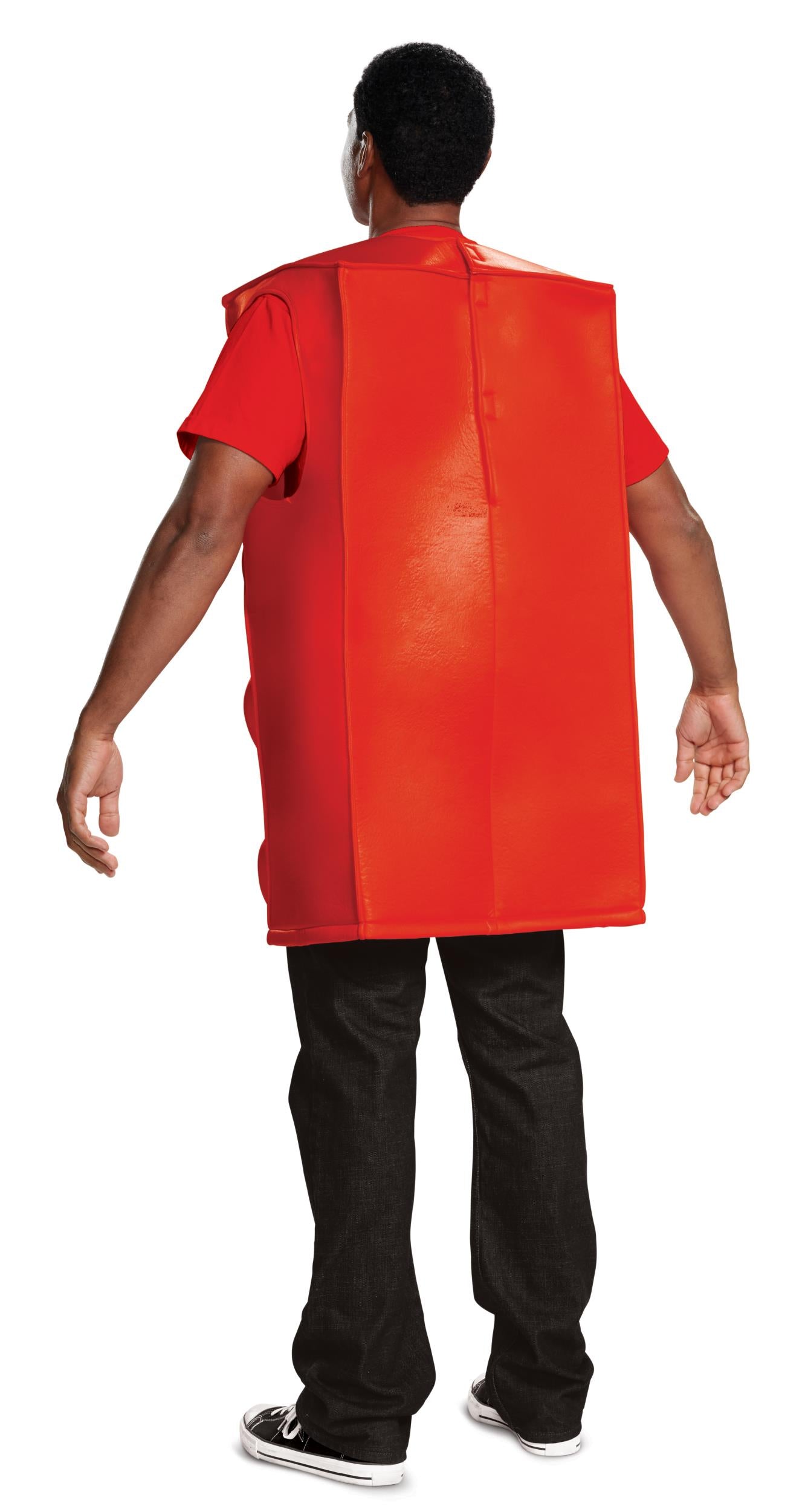 Red Lego Brick Tunic Adult male wearing Costume back side