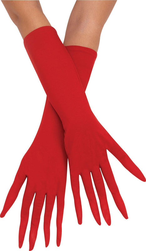 Red Pointy Finger Gloves for Slenderman Horror Costume, witch finger gloves