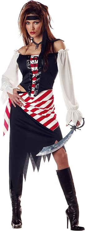 Female wearing a pirate costume with a sword 