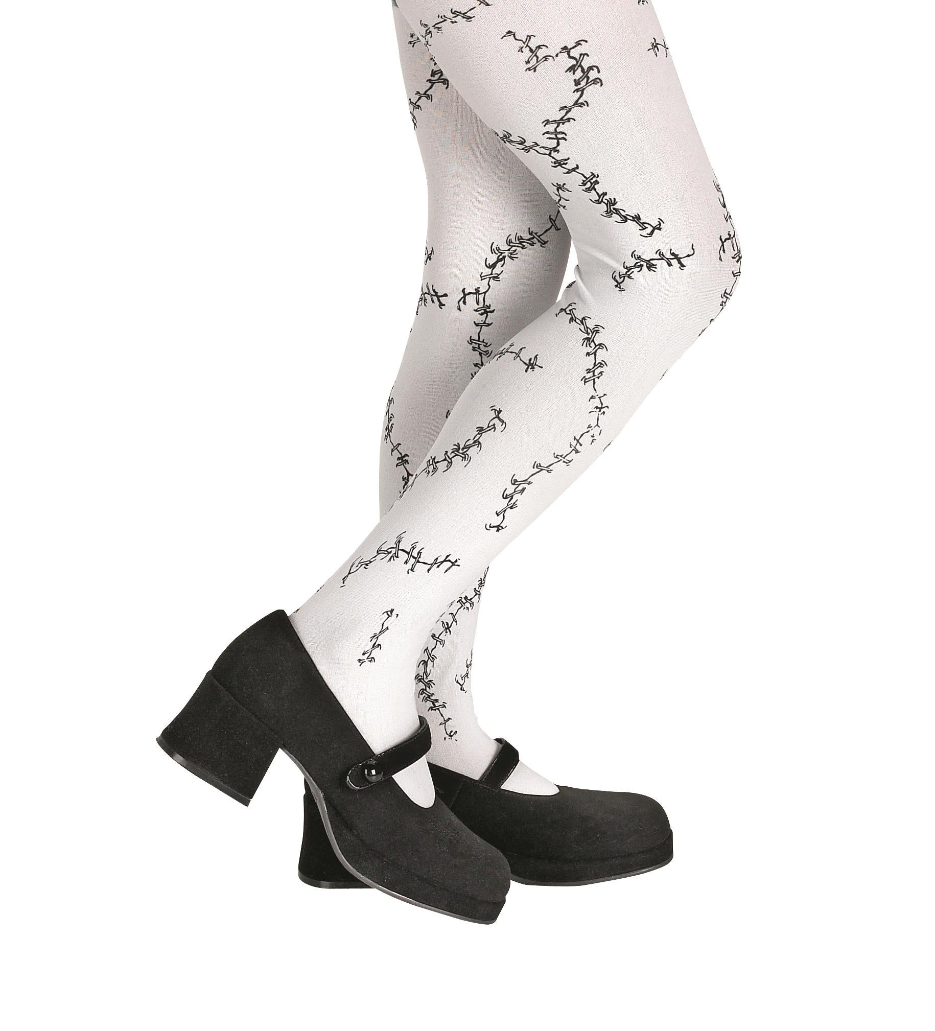 White Stitched Look Child Pantyhose