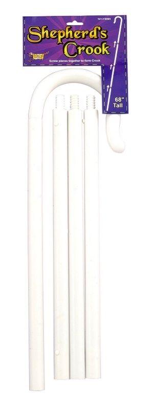 Packaged white shepherd's crook cane staff costume accessory