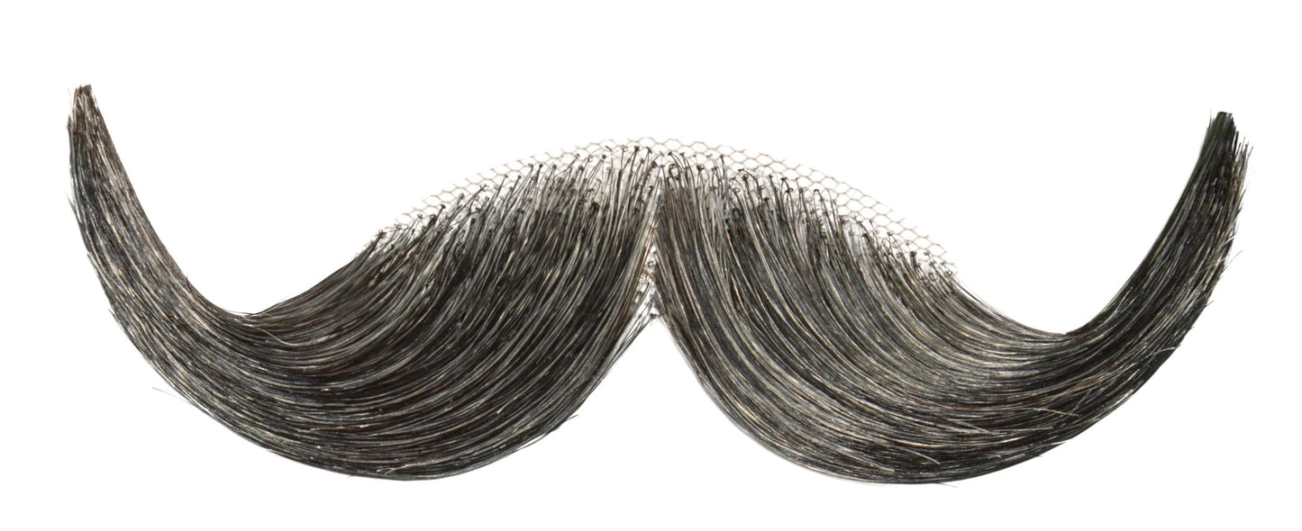 adult Handlebar Moustache black close-up