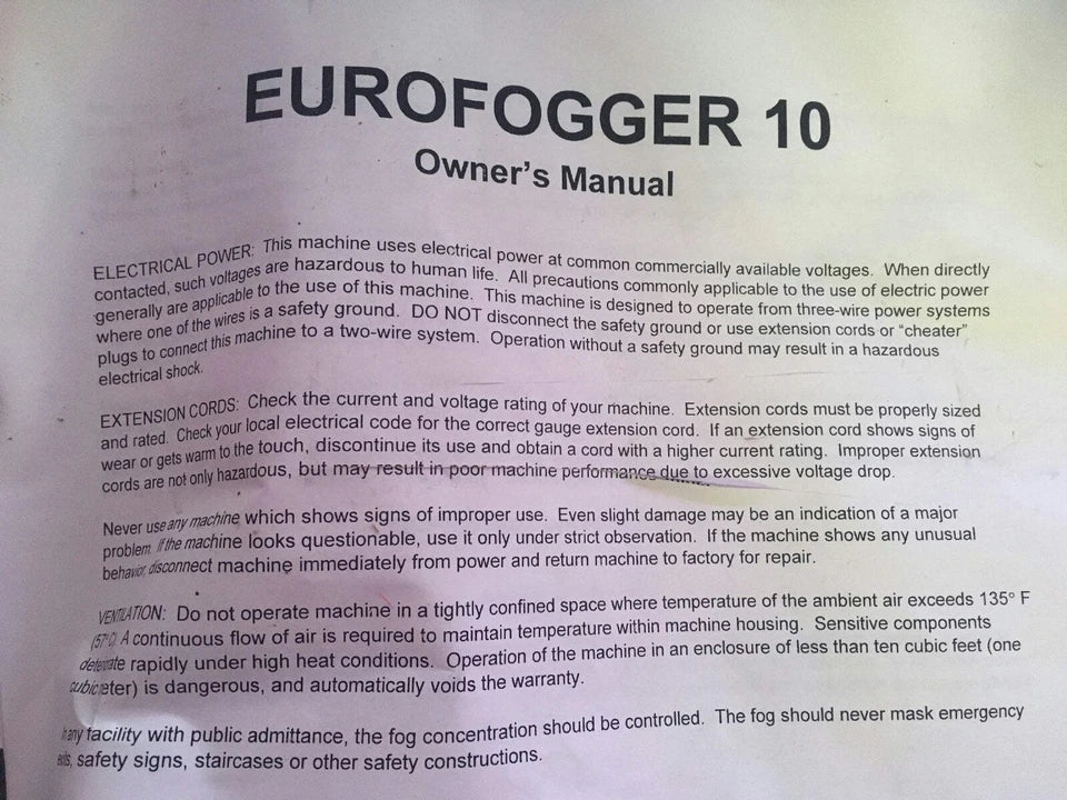 Eurofogger 10 High Power Portable Fog Generator Machine by TPR 120V