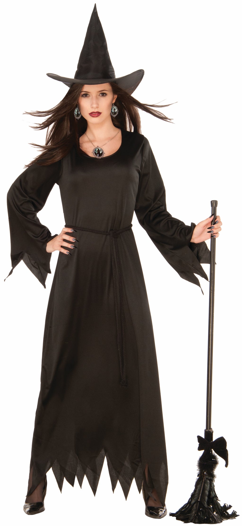 Women's Black Magic Witch Costume Standard Dress and Hat