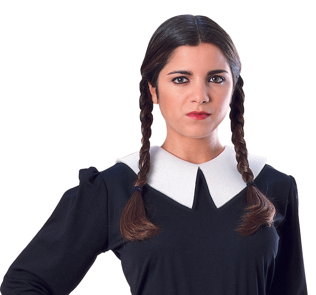 Wednesday Addams Black Pigtail Wig Costume Accessory