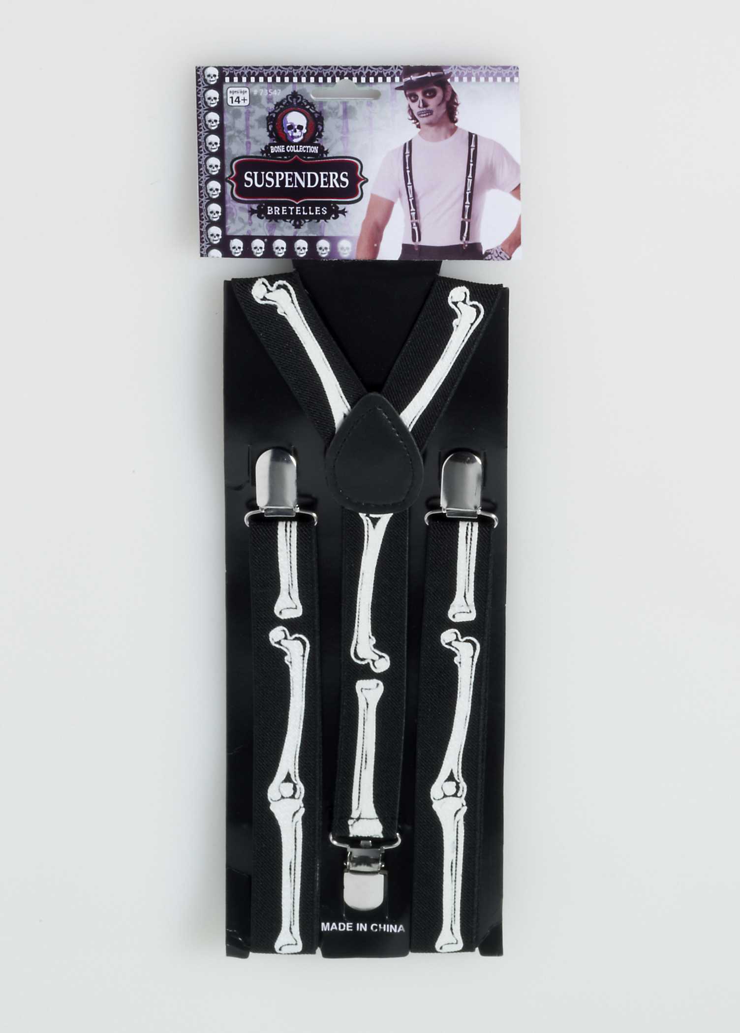 Black Bone Skeleton Print Suspenders