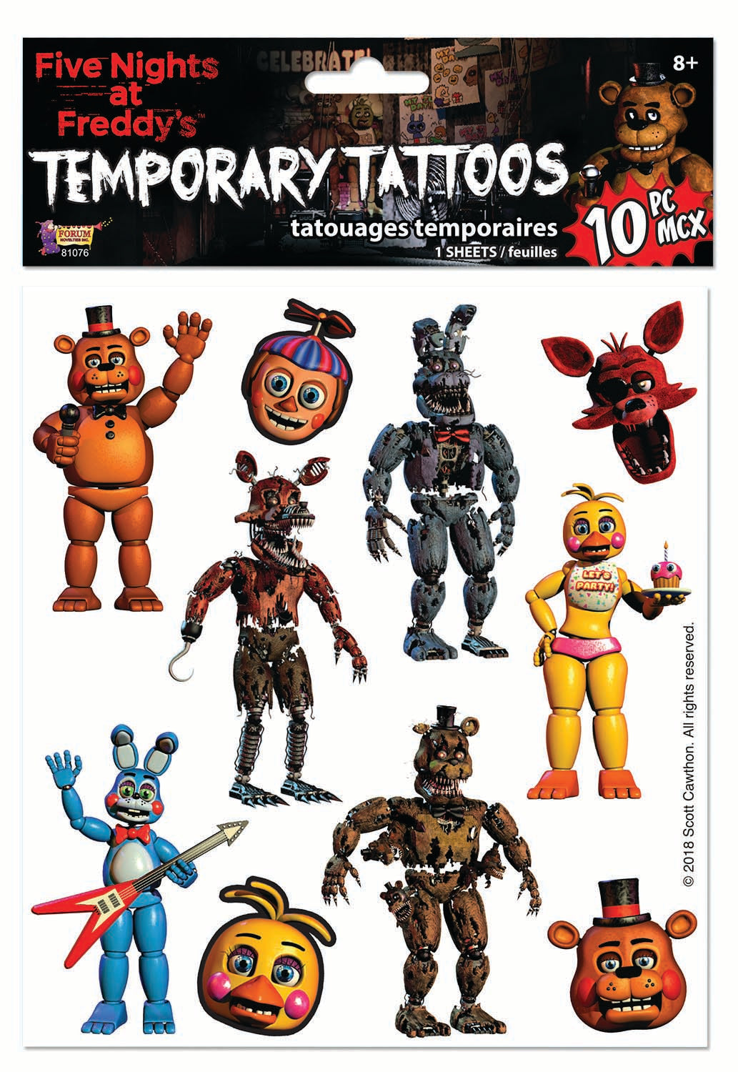 Five Nights at Freddy's Fake Temporary Tattoos