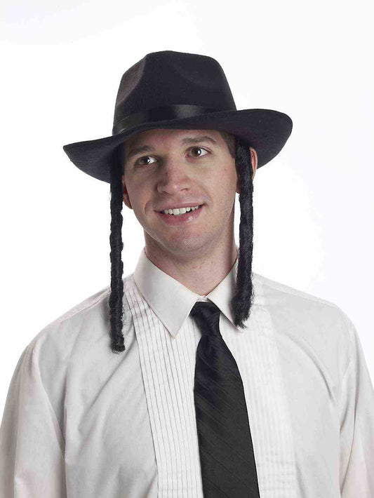 Rabbi Netanyahu Hat with Payes Costume Accessory