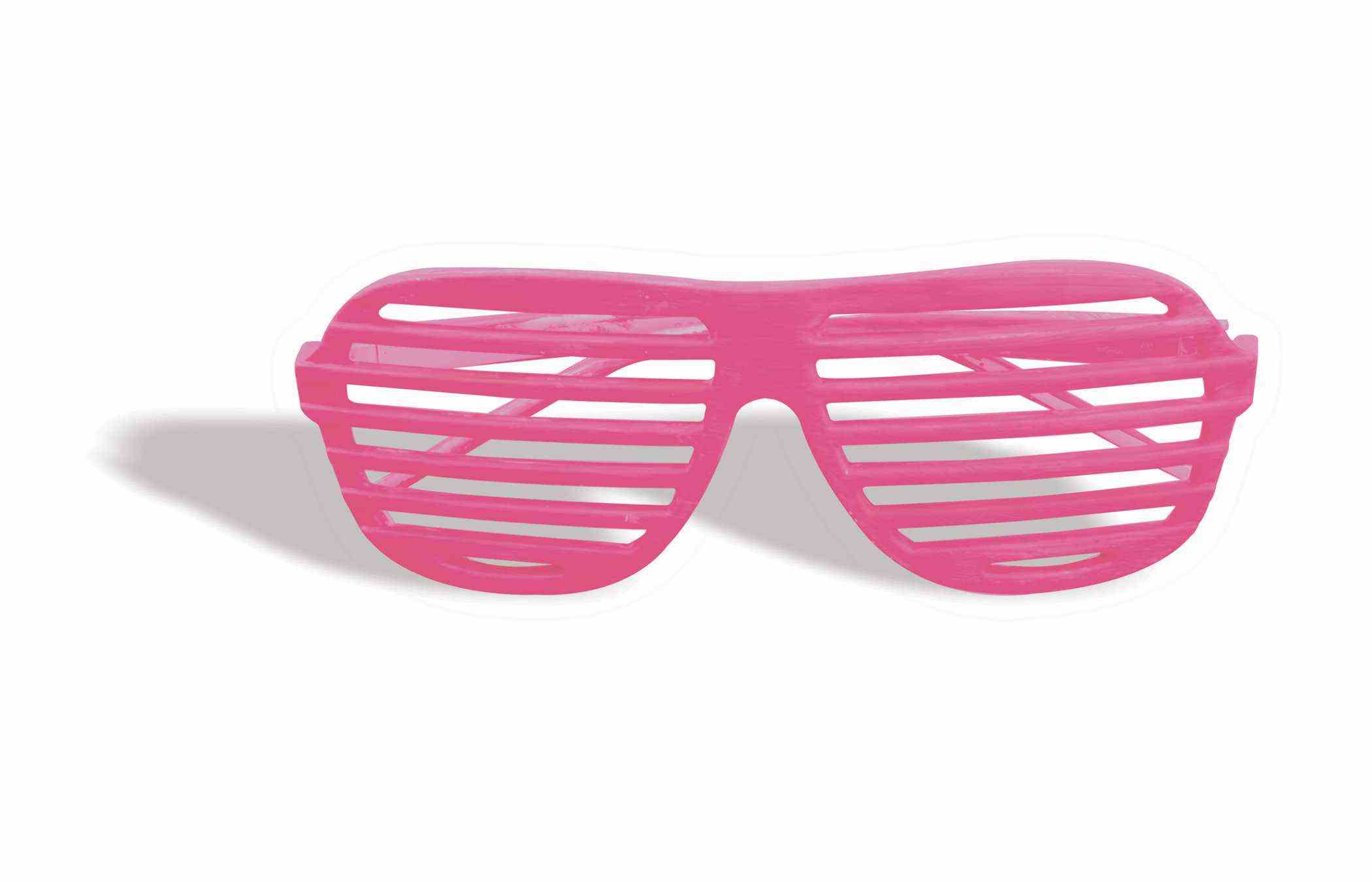 80's Neon Pink Slot Glasses Shutter Blinds Lensless Style