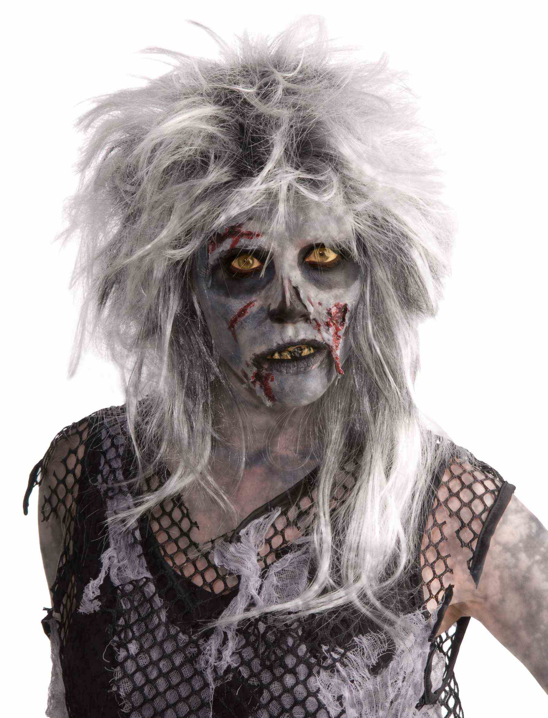 Gray Wild Zombie Messy Style Adult Costume Wig