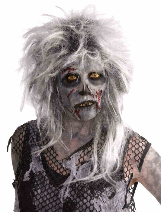 Gray Wild Zombie Messy Style Adult Costume Wig