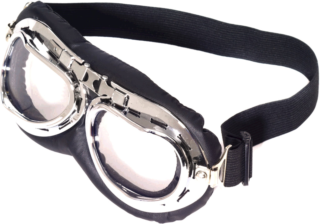 Black and Silver Steampunk Aviator Googles Eyewear