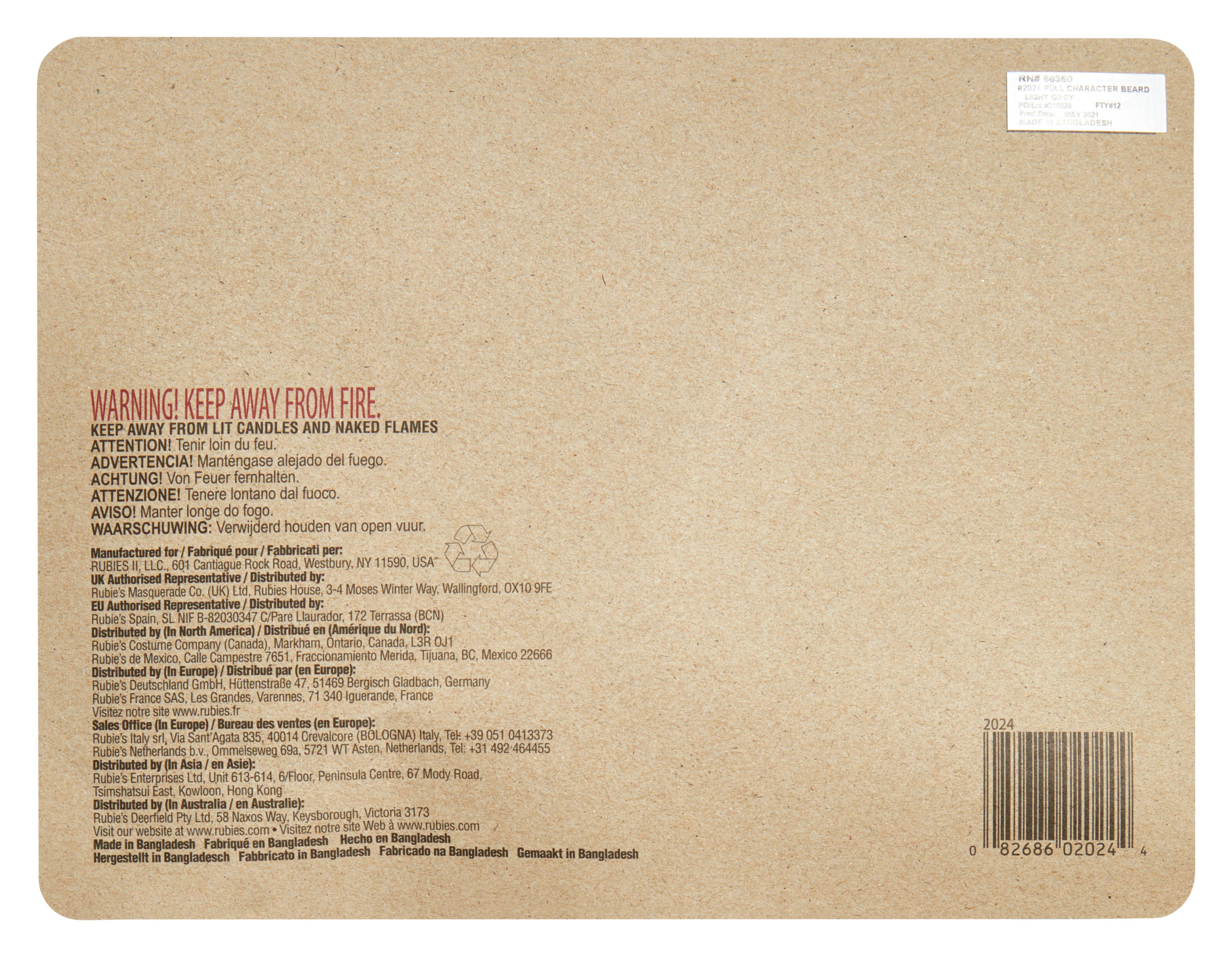 Human Hair Full Character Professional Costume Beard 2024