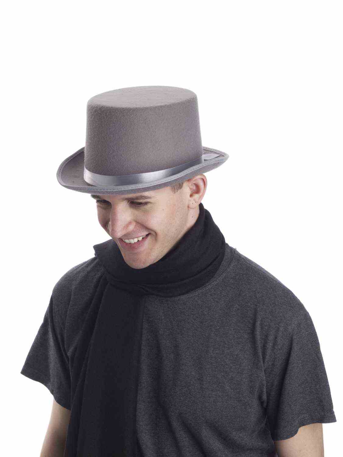 Super Deluxe Felt Gray Top Hat Adult