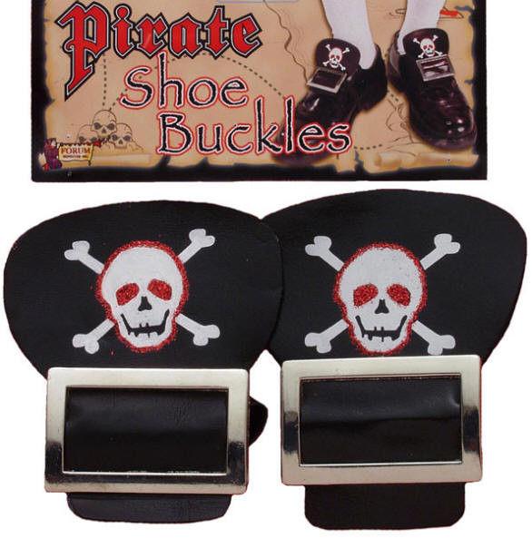 Pirate Shoe Buckles Accessory with Skull and Crossbones