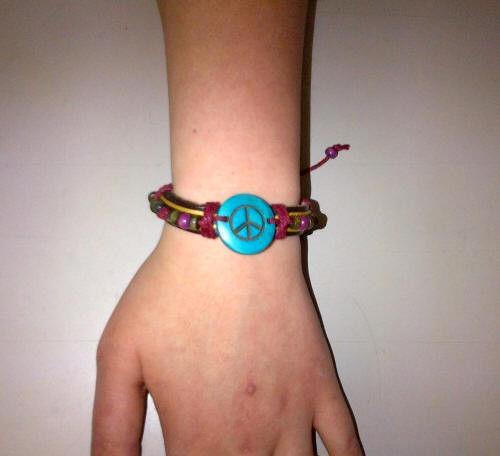 Groovy Stylin Hippie Rope Handmade Beaded Bracelet Peace Sign