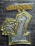 Gold Big Number 1 # One Medallion Necklace Accessory