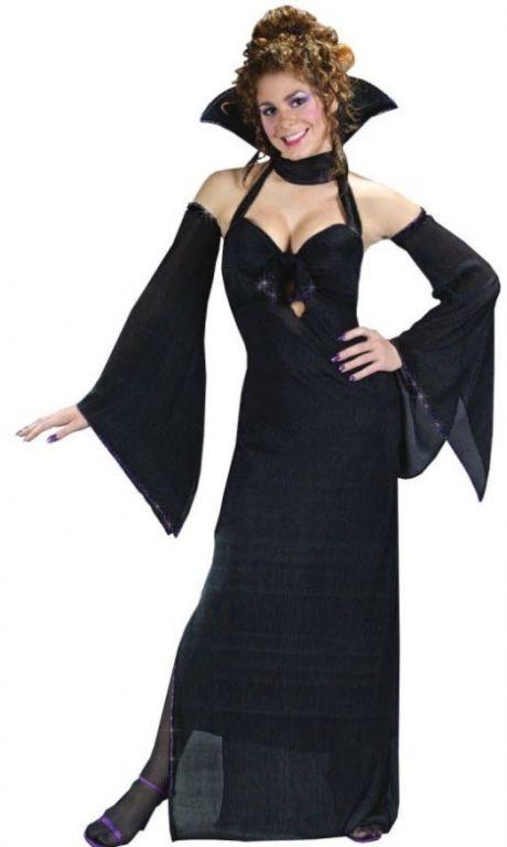 Dark Venus Sexy Adult Black Halter Gown Costume Dress S/M