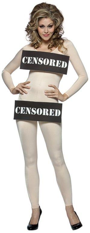 Censored Bar Women's Adult Nude Bodysuit Sexy Costume