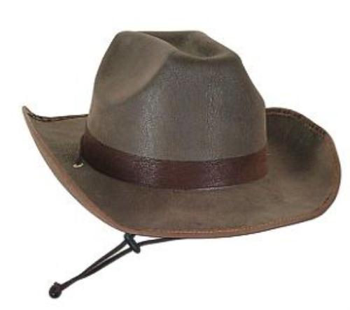 Deluxe Adult Brown Faux Leather Western Cowboy Hat