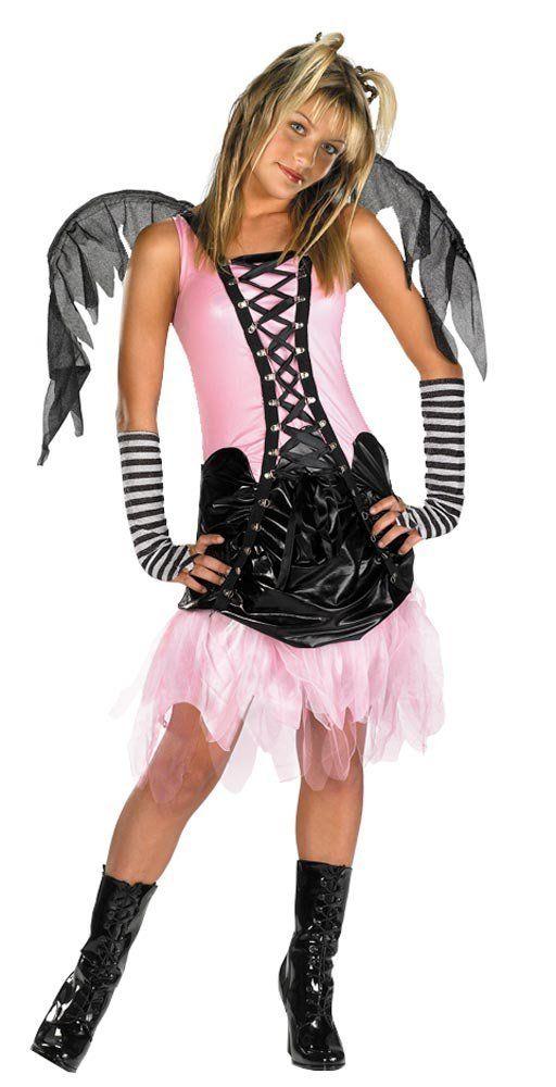 Gothic Graveyard Fairy Child Costume Pink and Black PreTeen LG