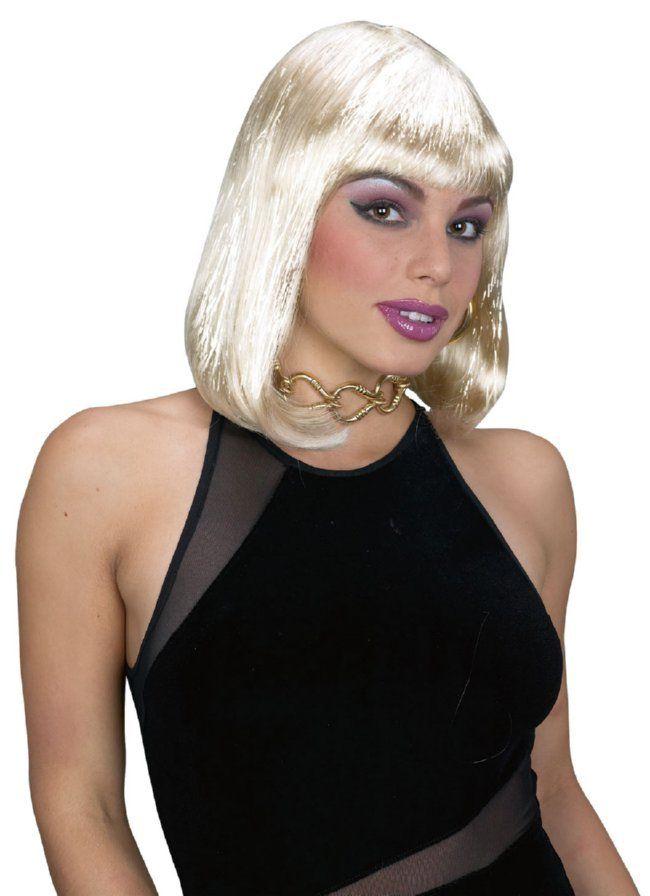 Blonde Tinsel Bob Wig With Bangs Costume Wig