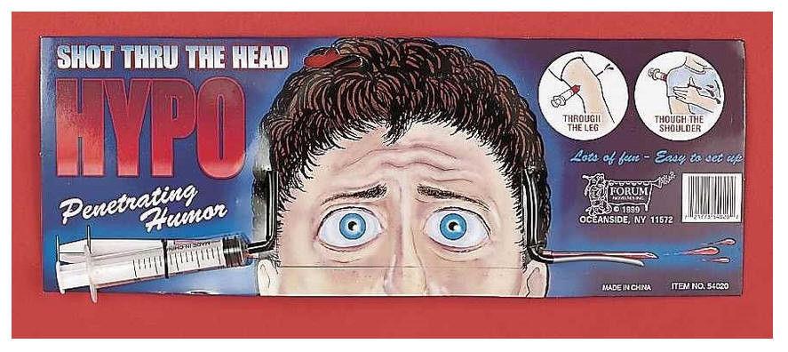 Hypo Needle Thru the Head Novelty Prop Gag Joke