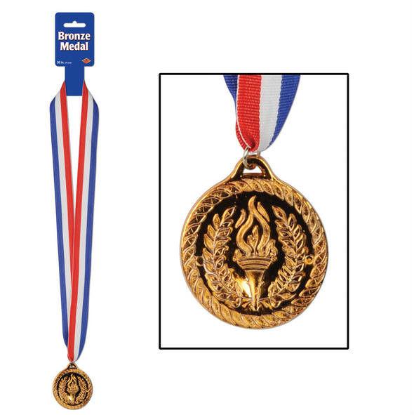 Plastic Bronze Medal with Ribbon Award Prize