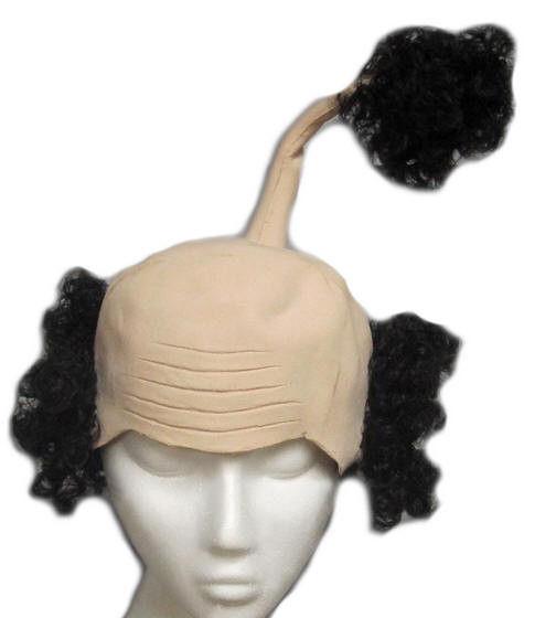 Sensei Wig Latex Bald Cap with Curly Black Hair Funny Costume Headpiece