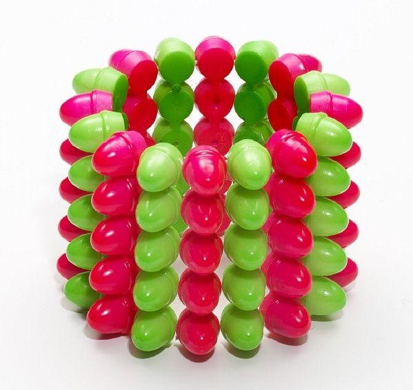 80s Punk Club Candy Rounded 5 Row Spike Green & Pink Costume Accessory Bracelet