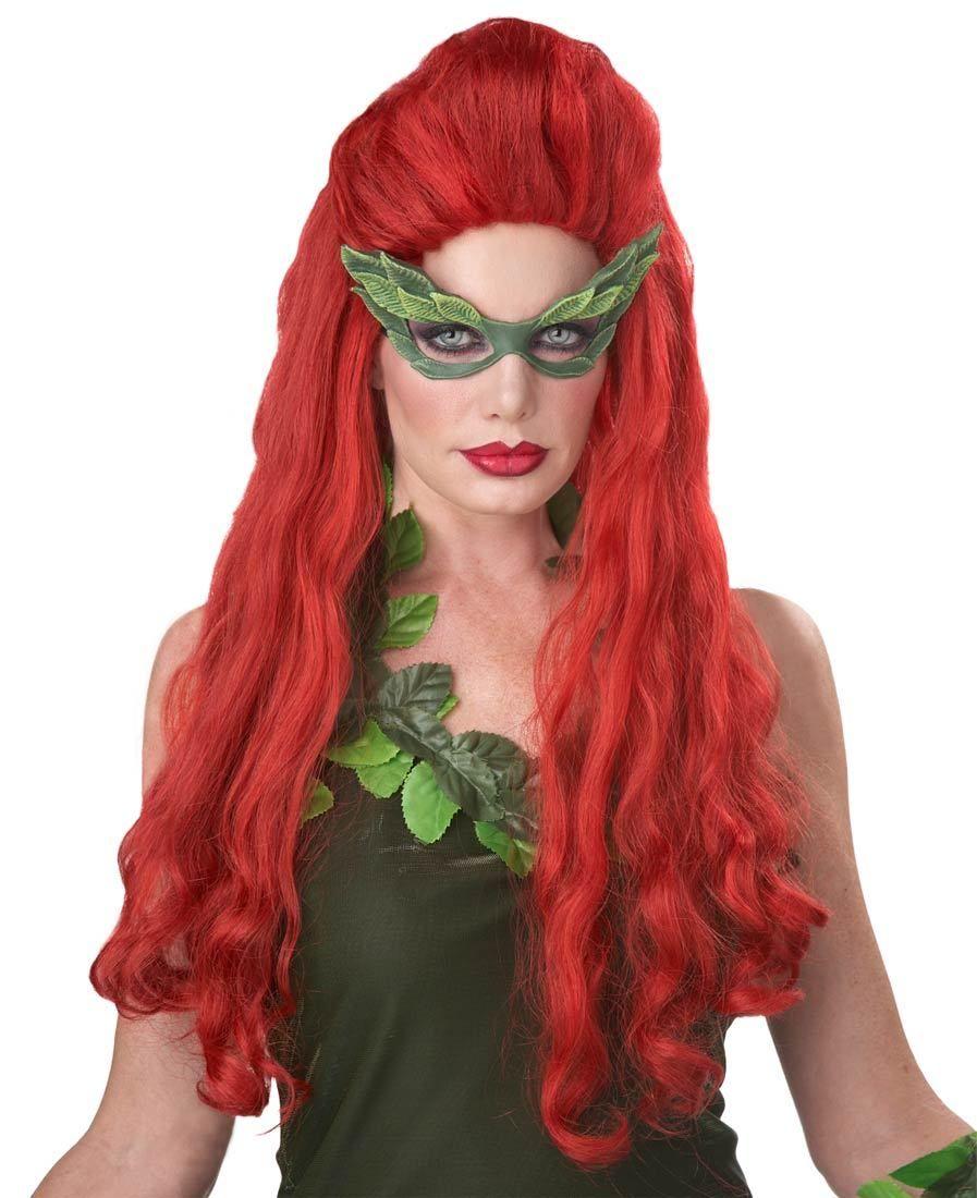 Lethal Beauty Adult Long Red Wavy Wig with Partial Updo