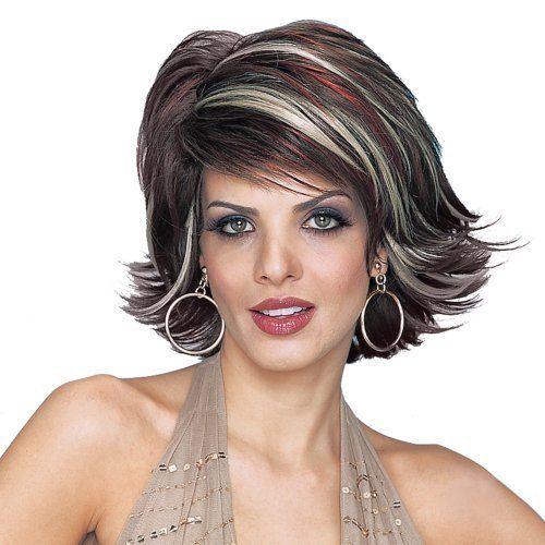 90's Mom Mixed Burgundy Short Layered Mocha Wig with Highlights