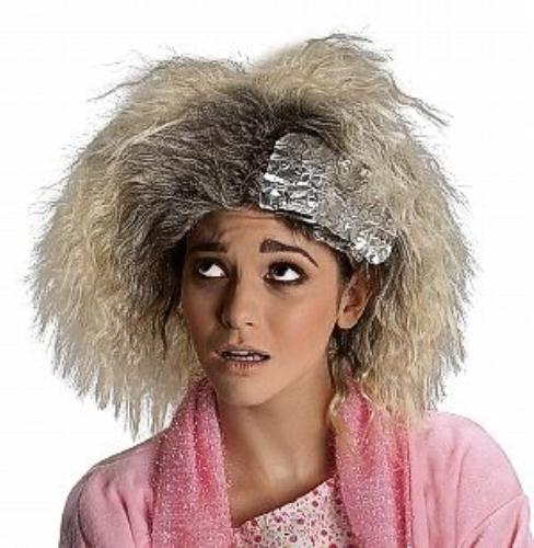 Blonde Crimped Hair Dye Job Adult Wig with Tin Foil